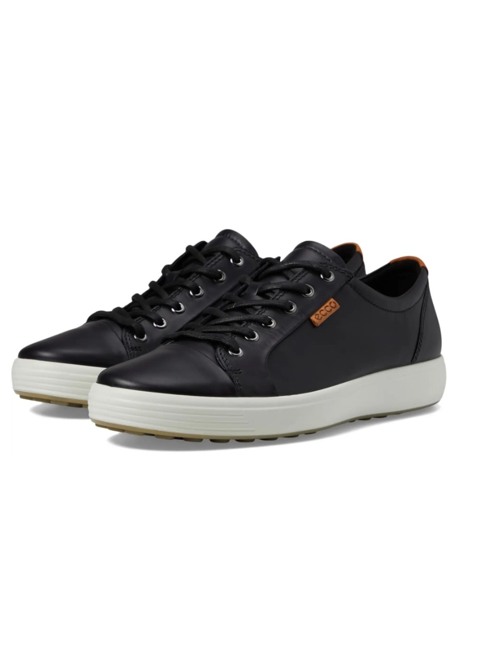 Ecco Black Leather Low-Top Sneakers with White Sole